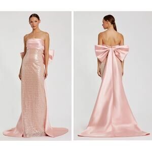 Mac Duggal 37011 Pink Size 12 Strapless Embellished Gown With Back Bow NWOT $998